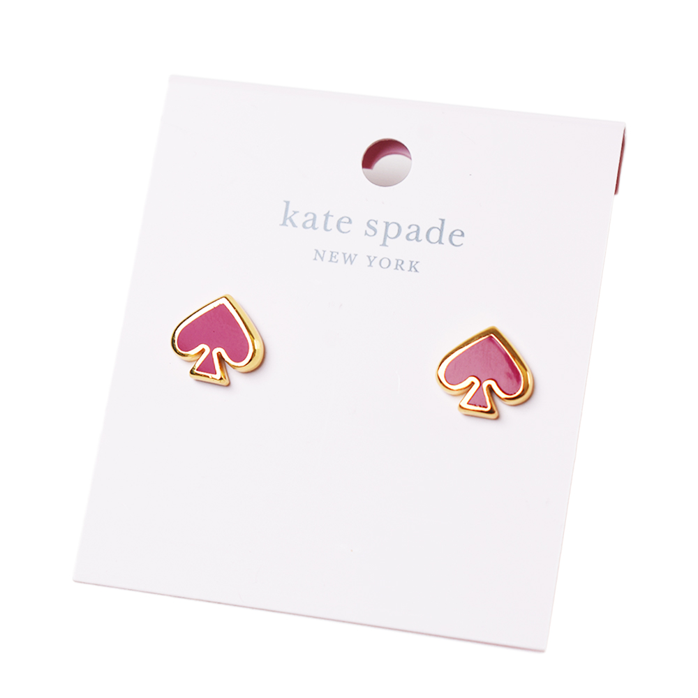 KATE SPADE 琺瑯桃心針式耳環-紫紅