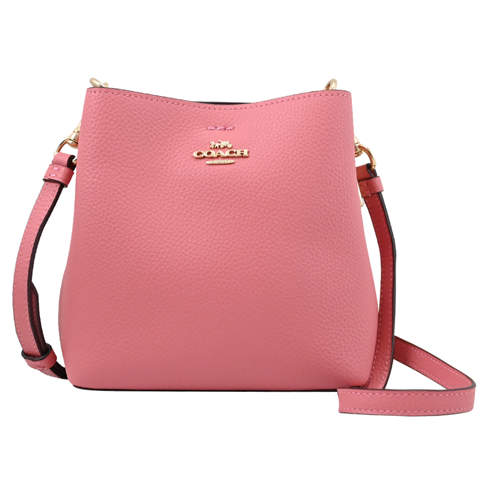 COACH C7266 MINI 素面荔紋皮革超迷你水桶包.玫粉