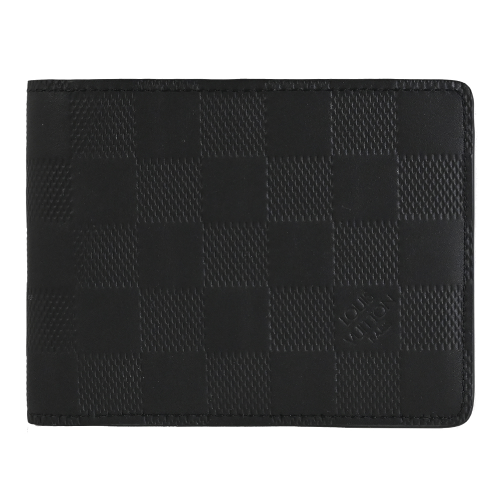 Louis Vuitton LV N63124 Multiple 經典棋盤格壓紋牛皮對開5卡短夾.黑 現貨