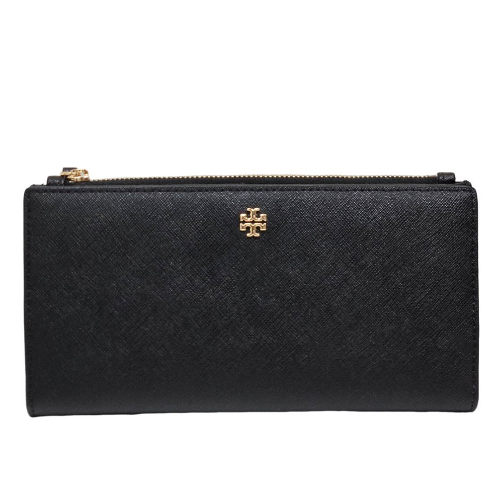 【TORY BURCH】TB 專櫃款 防刮釦式對開長夾(黑色/贈原廠紙袋