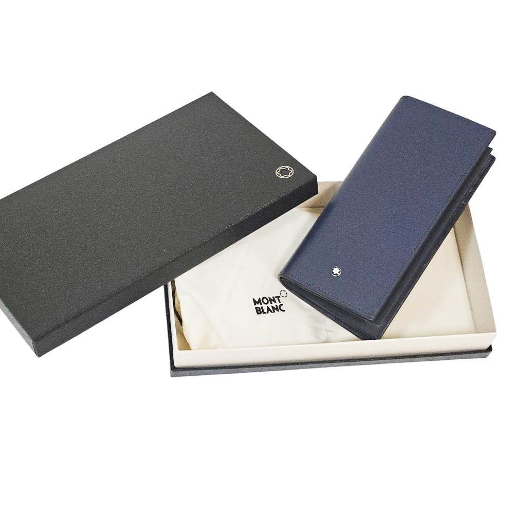 MONTBLANC 萬寶龍 Meisterstuck 大班系列牛皮對開15卡長夾 (藍色/贈原廠紙盒紙袋)