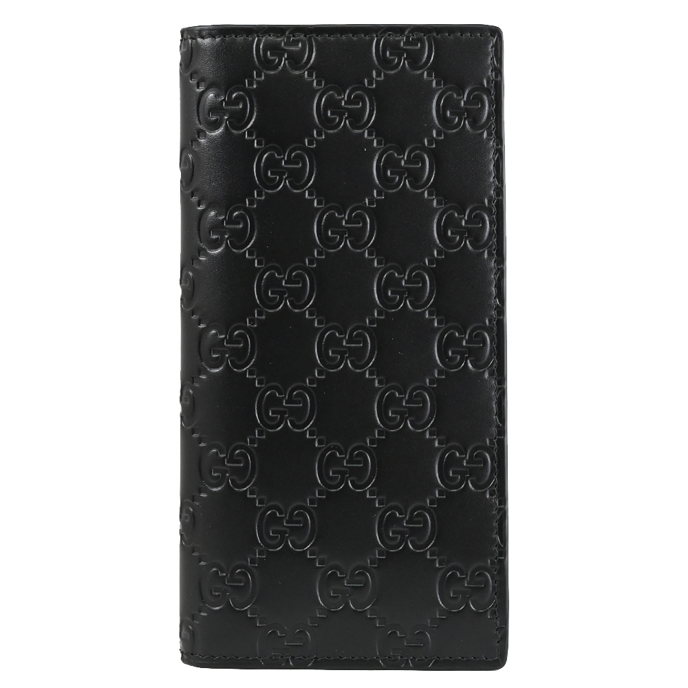 GUCCI 779828 GG LOGO壓花皮革對開多卡長夾.黑