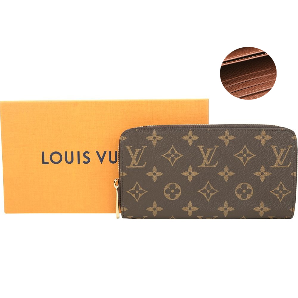 Louis Vuitton 路易威登 M42616 Monogram 經典圖騰拉鍊長夾(咖啡色內裡)