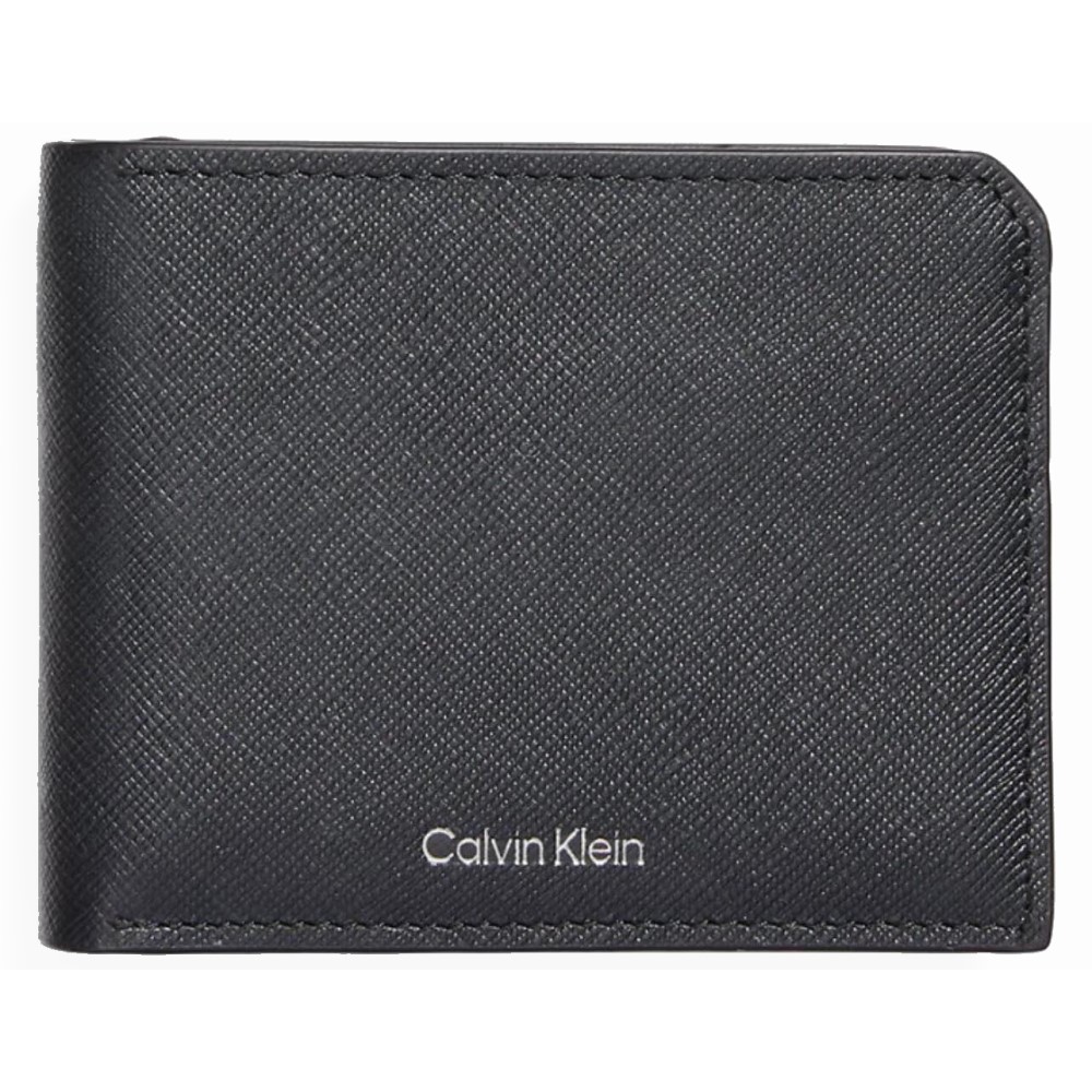 【Calvin Klein 凱文克萊】燙銀1+1 防刮短夾 帥氣黑 新款無盒裝