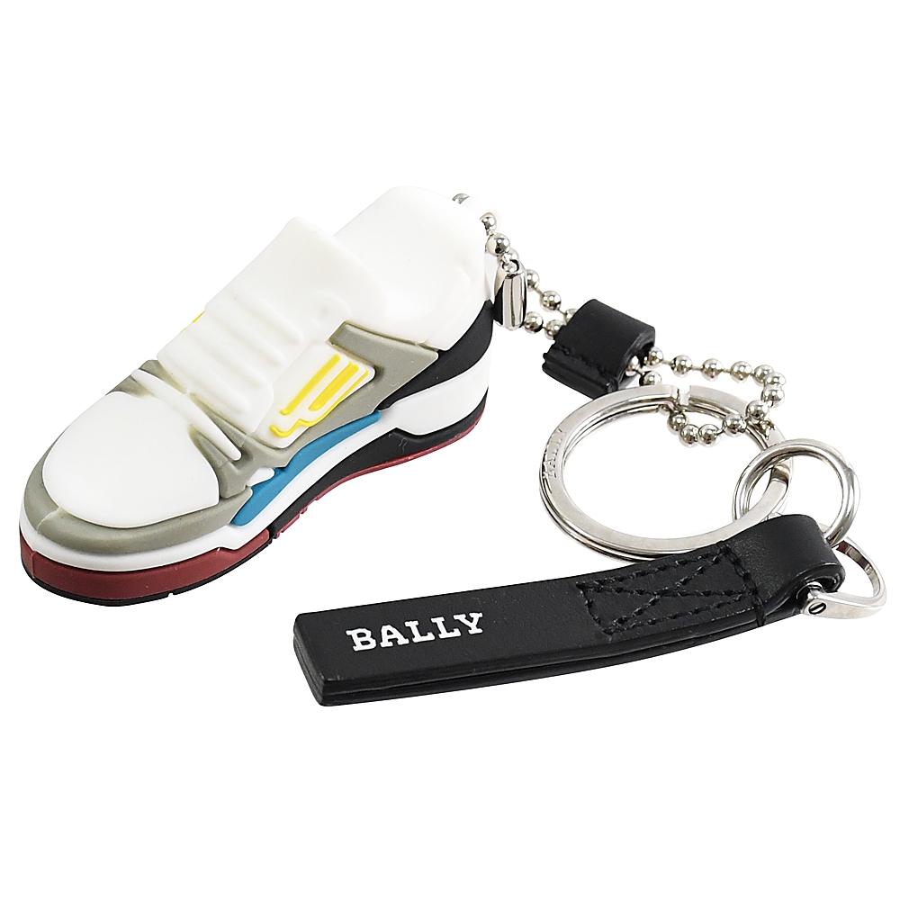 BALLY 6301276 BALLY CHAMPION球鞋造型鑰匙圈吊飾.白灰