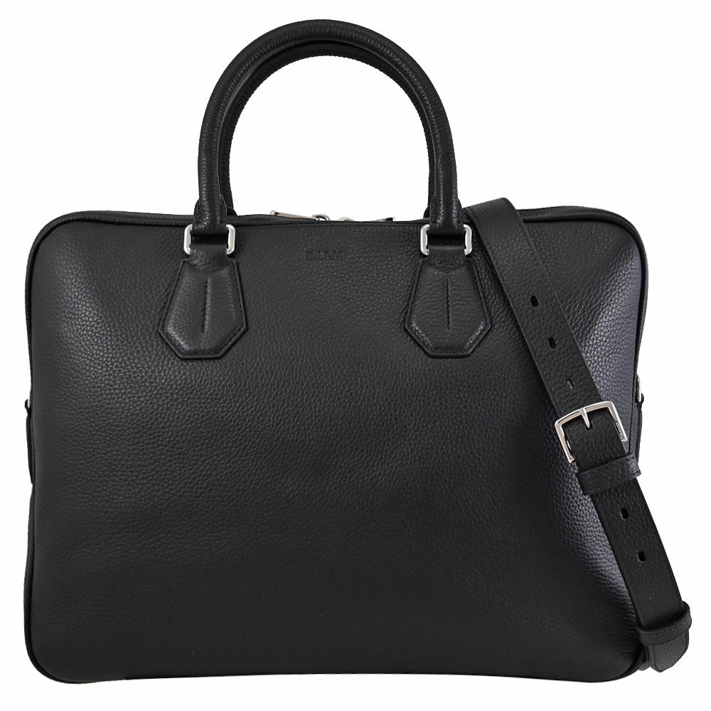BALLY 6240408 STAZ 經典荔枝牛皮兩用公事包.黑