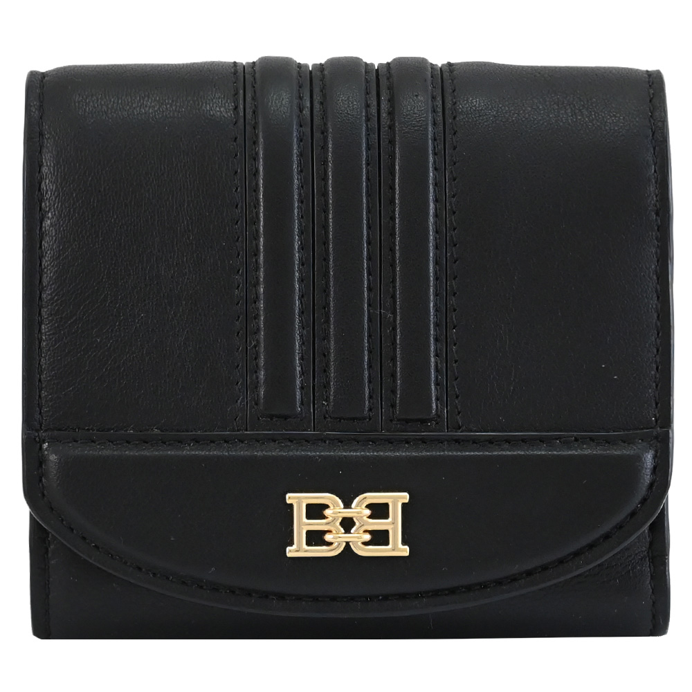 BALLY 6239259 BLESSY 金屬LOGO釦式三折零錢短夾.黑