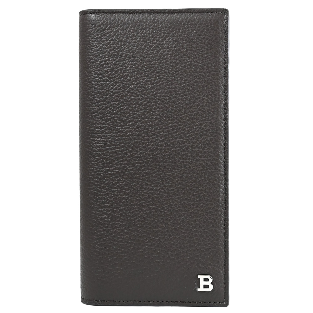 BALLY 6306302 BALIRO 金屬LOGO牛皮對開長夾.深咖