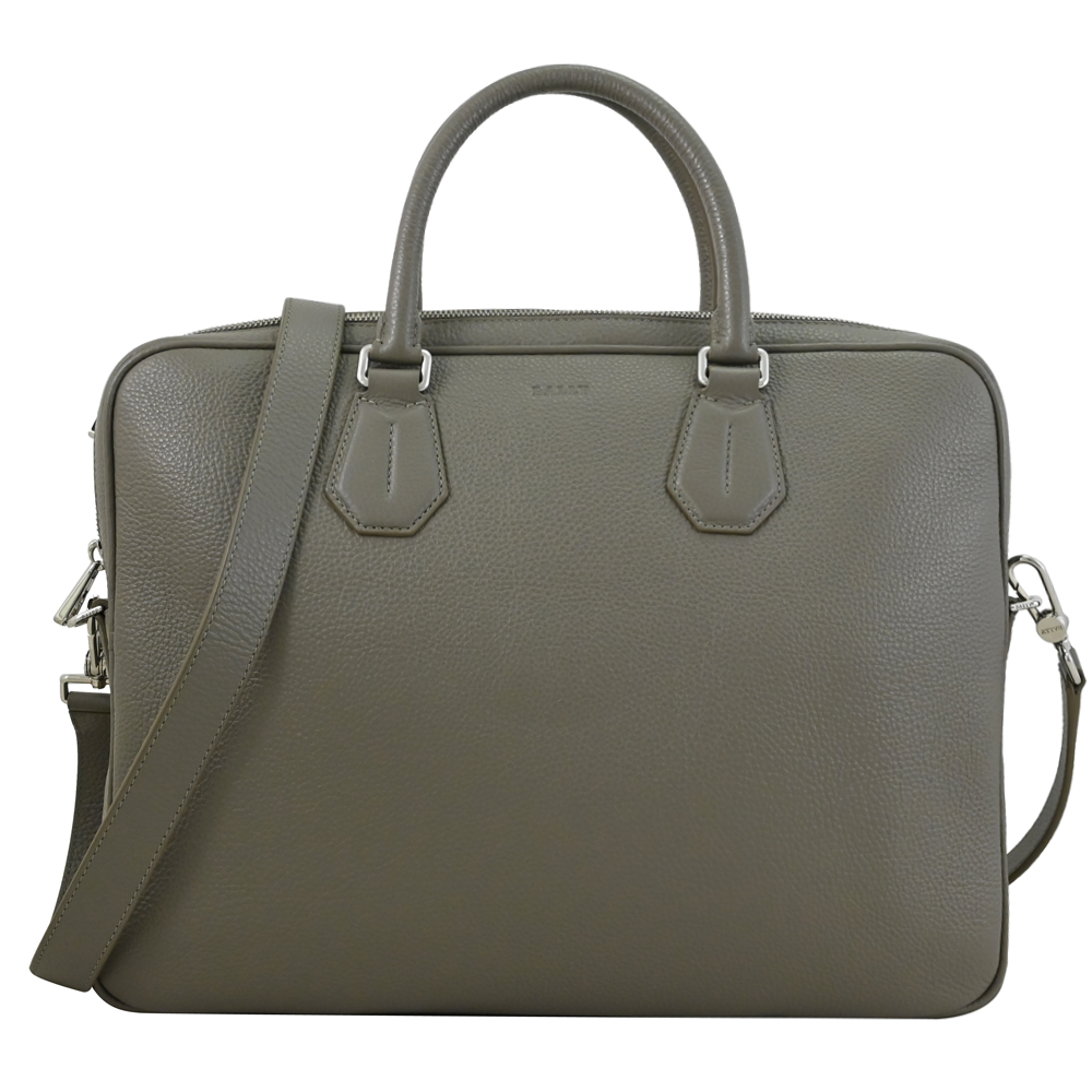 BALLY 6302600 STAZ 經典荔枝牛皮兩用公事包.灰