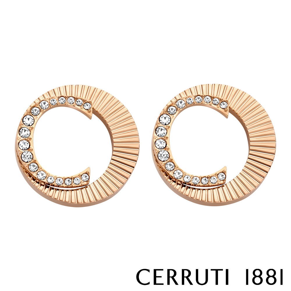 【CERRUTI 1881】義大利經典PLEAT耳環 全新專櫃展示品 原廠禮盒包裝(CE1003)
