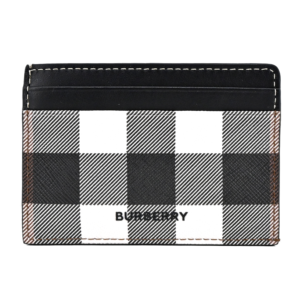 BURBERRY 經典格紋環保帆布卡片夾(黑色)