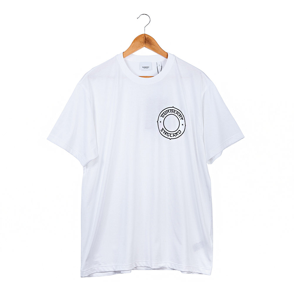 BURBERRY 經典圓形品牌LOGO標誌圖案棉質寬版 T 恤 (白色/L)