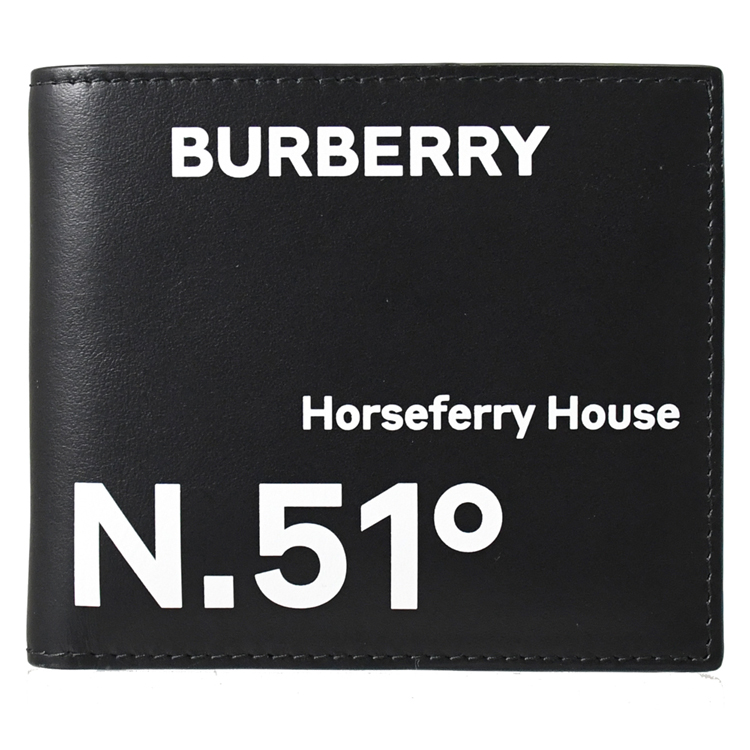BURBERRY 8064927 座標印花小牛皮對開8卡短夾.黑