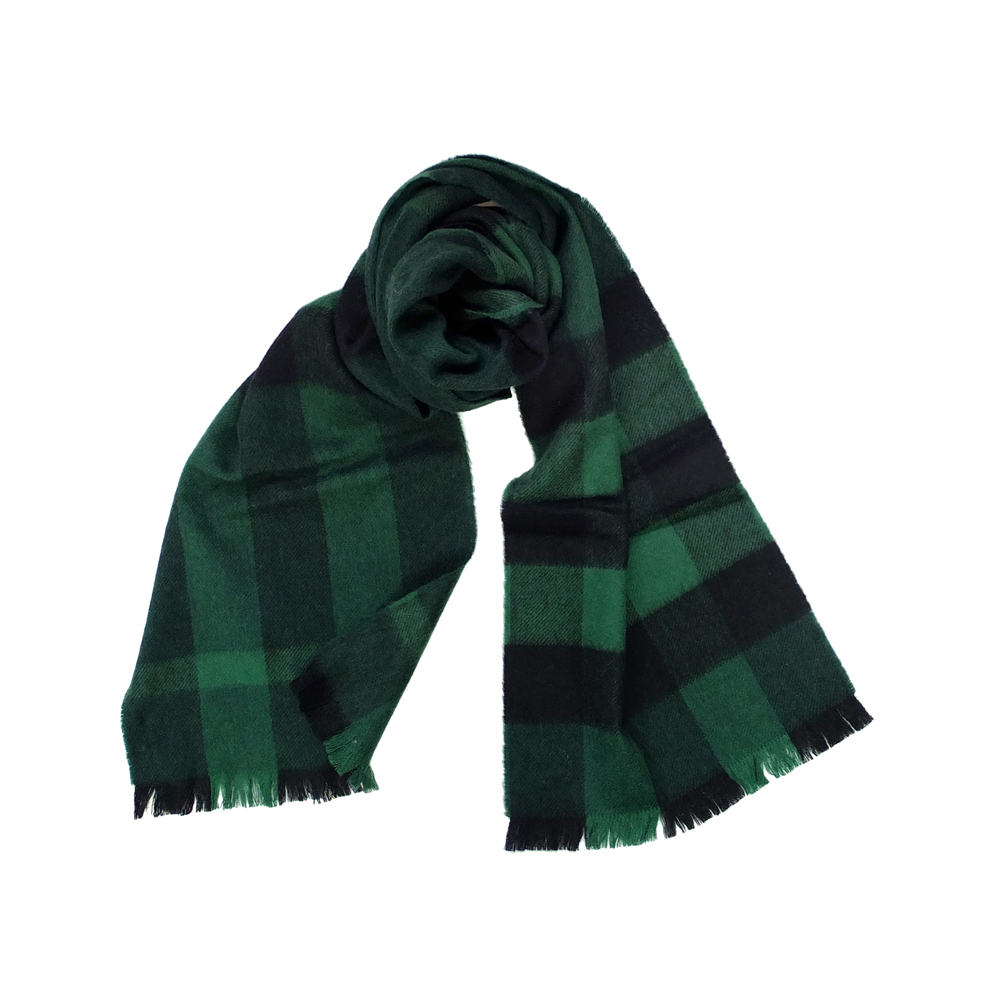 BURBERRY經典寬格紋喀什米爾長圍巾(黑綠/180x22)
