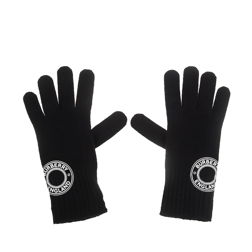 BURBERRY 經典羊絨混紡布料街頭風格標誌手套 (黑色)(M/L)