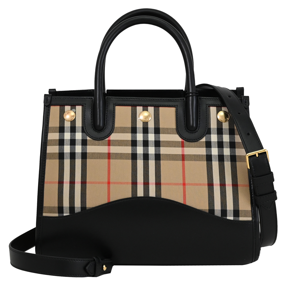 BURBERRY 8075423 Title 經典格紋拼接手提兩用包.黑邊