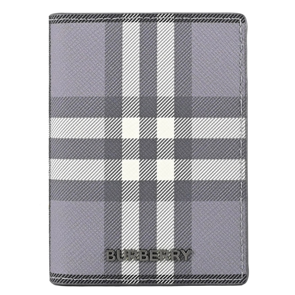 BURBERRY 8078524 棋盤格印花對開隨身卡片夾.灰