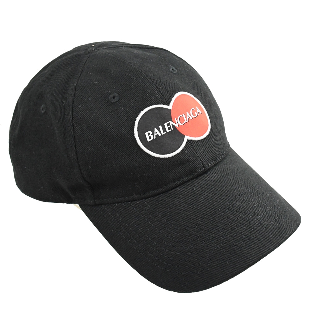 BALENCIAGA 巴黎世家 617138 織布LOGO棉質棒球帽.黑