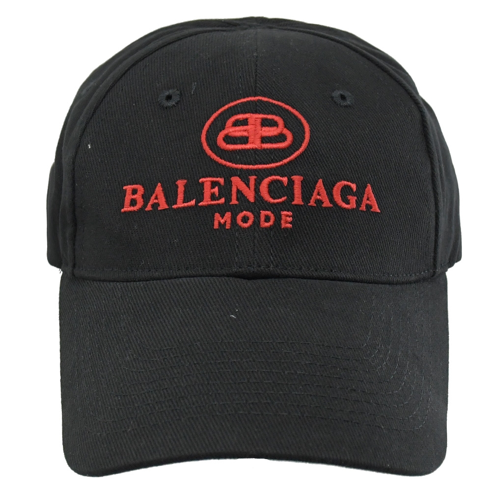 BALENCIAGA 巴黎世家 579172電繡LOGO棉質MODE棒球帽.黑