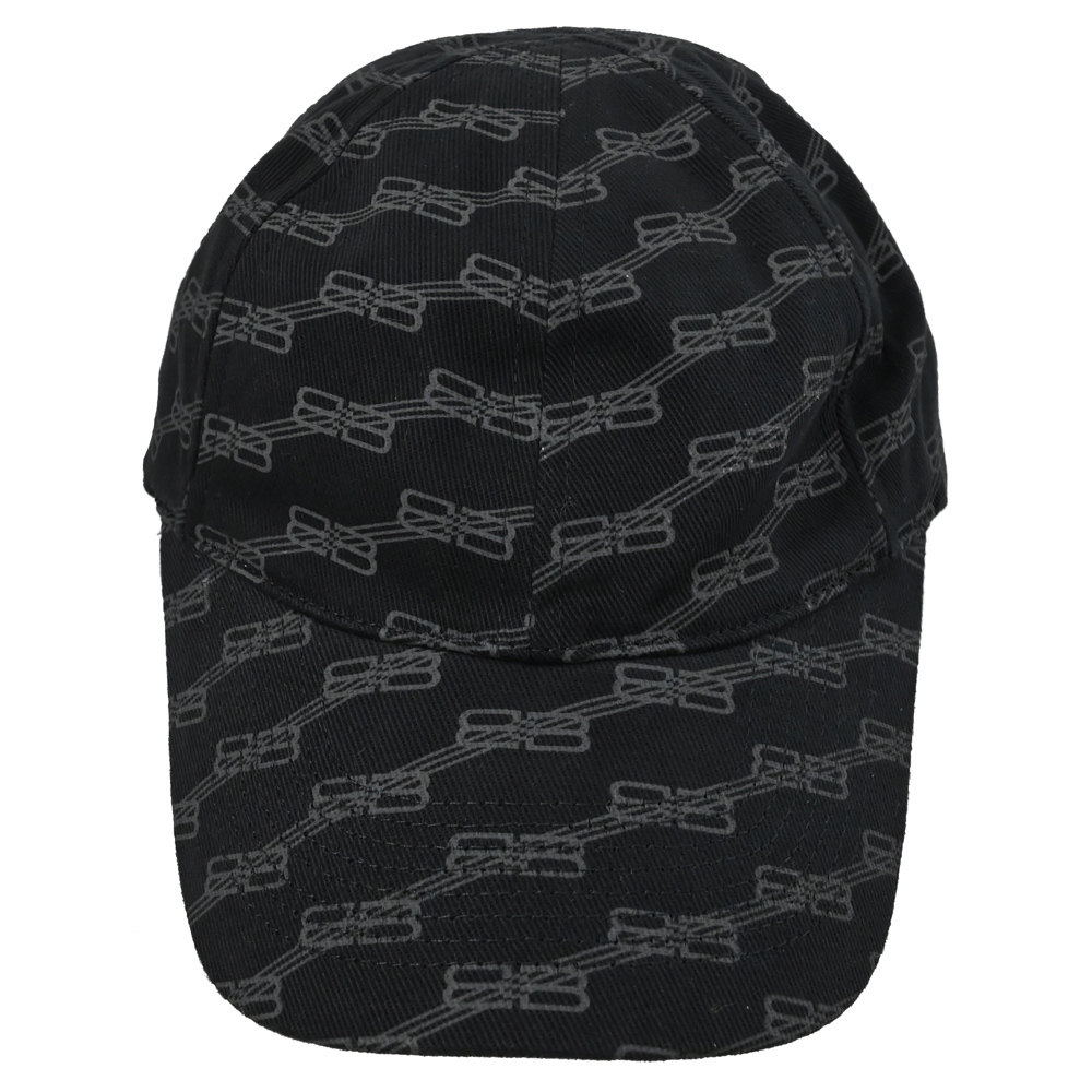 BALENCIAGA 巴黎世家 704104 品牌印花棉質棒球帽.黑