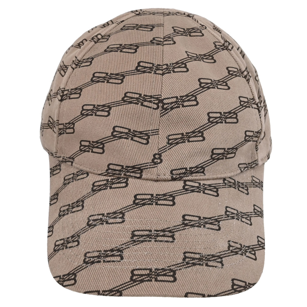 BALENCIAGA 巴黎世家 704104 品牌印花棉質棒球帽.淺棕