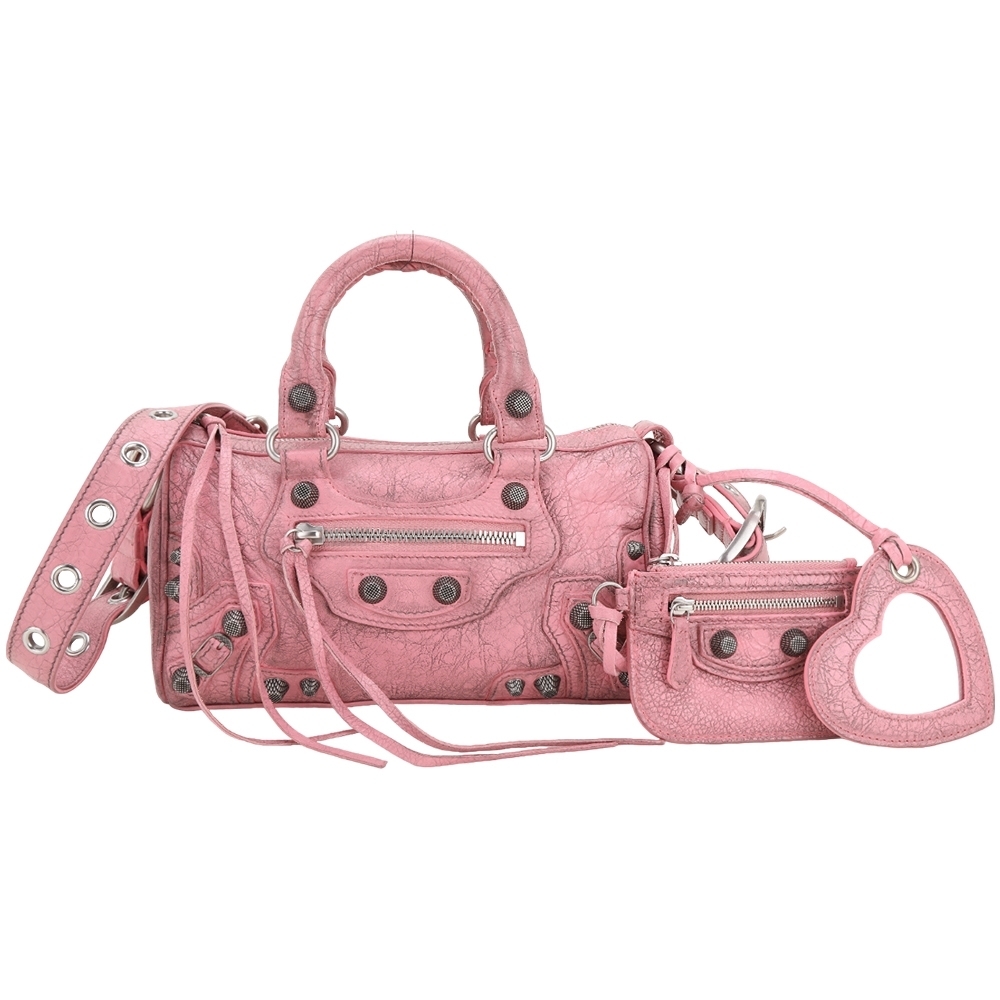 BALENCIAGA Le Cagole 揉製小羊皮斜揹包/髒髒包(粉色)
