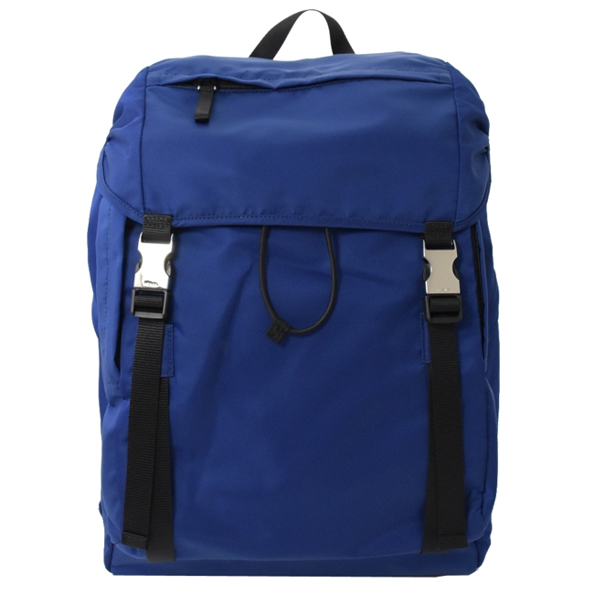 PRADA 2VZ062 三角LOGO尼龍硬式束口後背包旅用包.藍 大