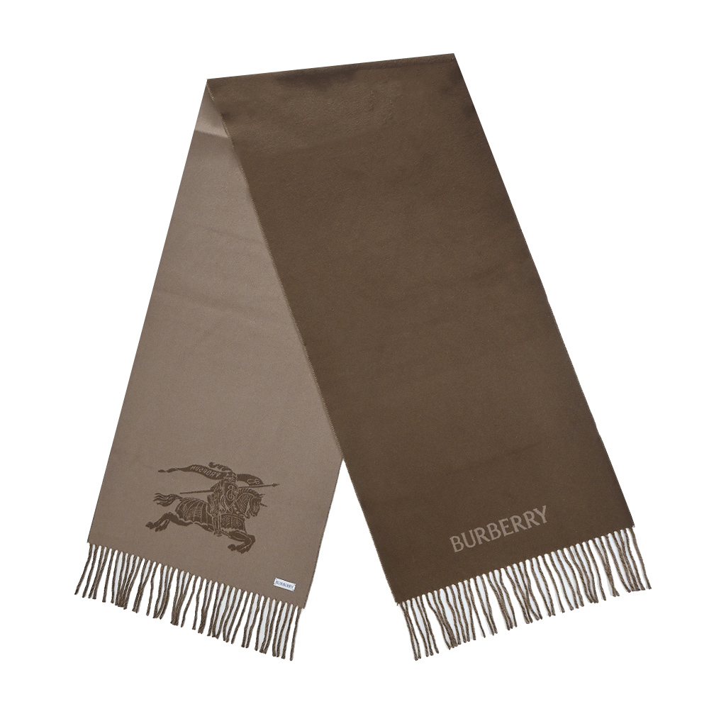 BURBERRY經典LOGO雙面兩用羊絨圍巾(棕色)