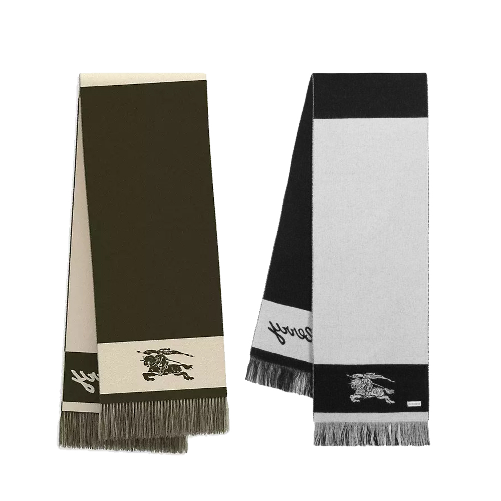BURBERRY經典LOGO馬術騎士羊毛圍巾(任選)