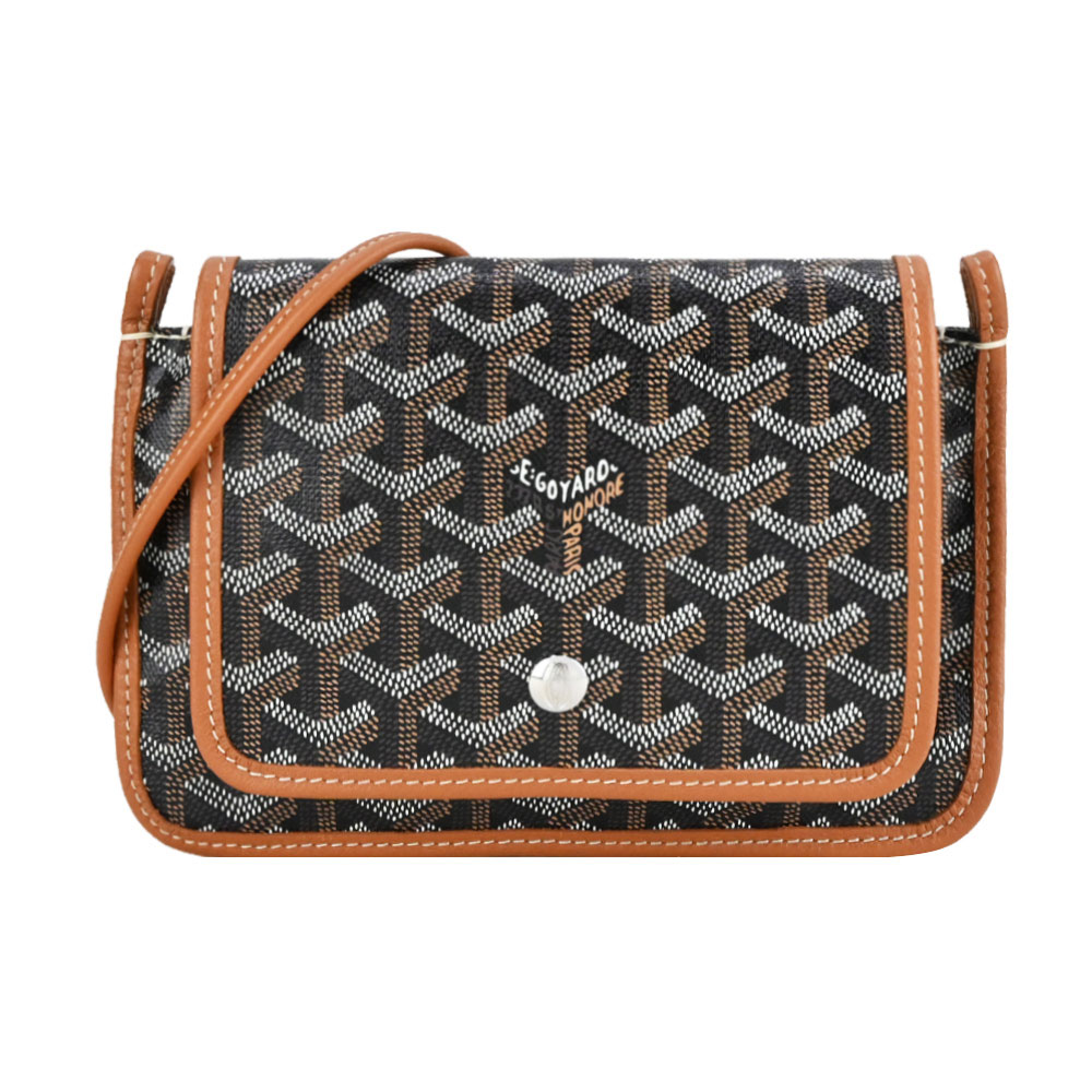 GOYARD 高雅德 GOYARD PLUMET 經典LOGO翻蓋扁斜背包-黑棕