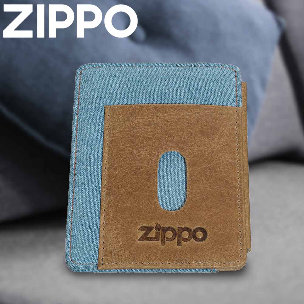 ZIPPO 丹寧藍色信用卡雙折夾(鈕扣款)