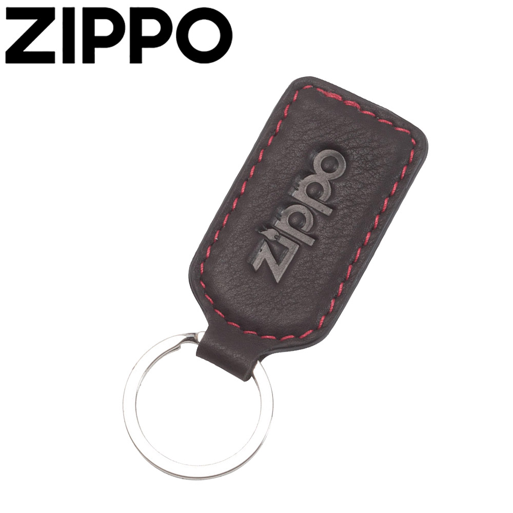 ZIPPO 咖啡色牛皮鑰匙圈