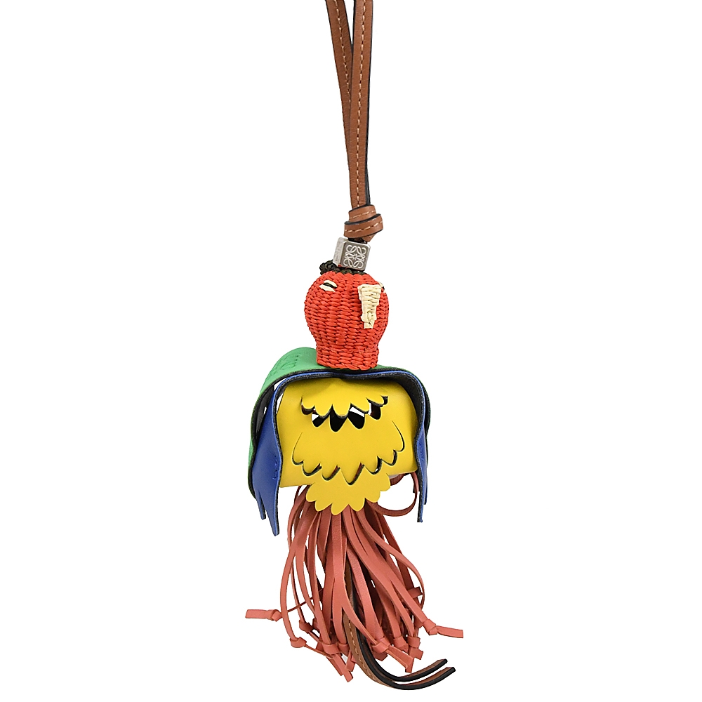 LOEWE 烙印LOGO繽紛鸚鵡造型牛皮鑰匙圈吊飾