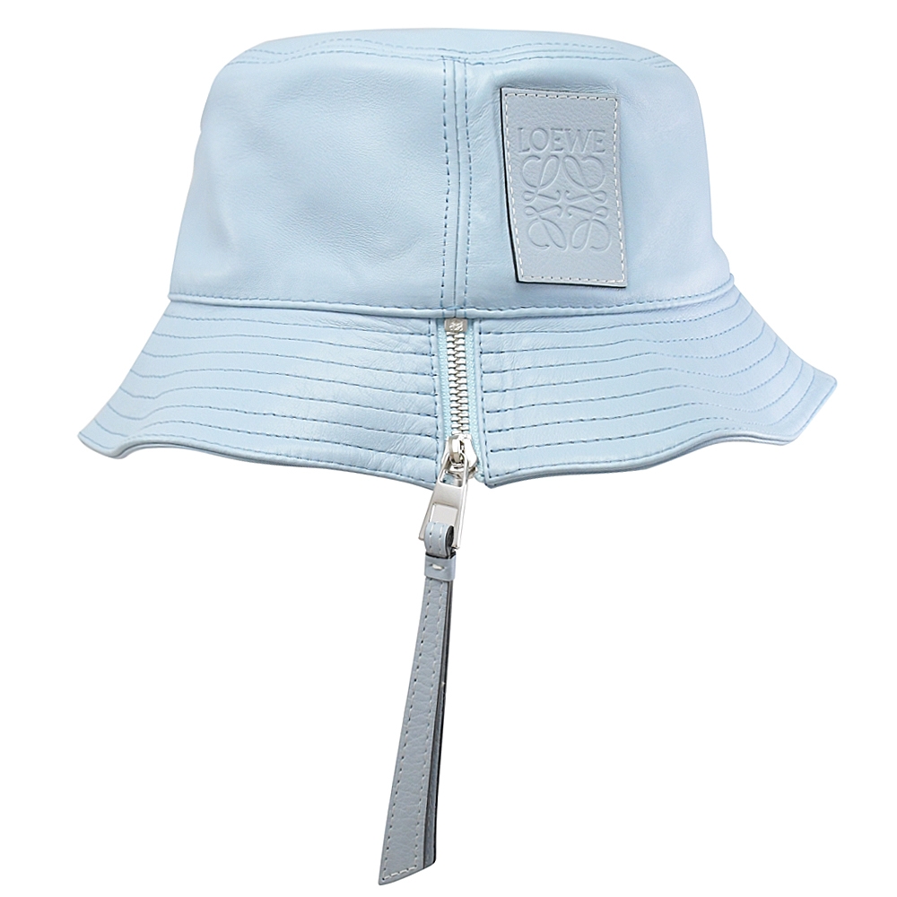 LOEWE 經典烙印LOGO造型小羊皮漁夫帽.淺藍