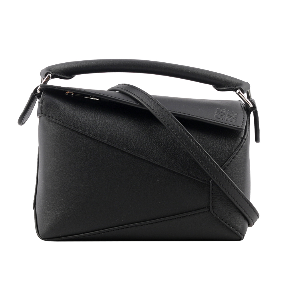 LOEWE Puzzle 拼圖經典小牛皮手提/斜背兩用包(迷你)(黑色) A510P88X26 1100