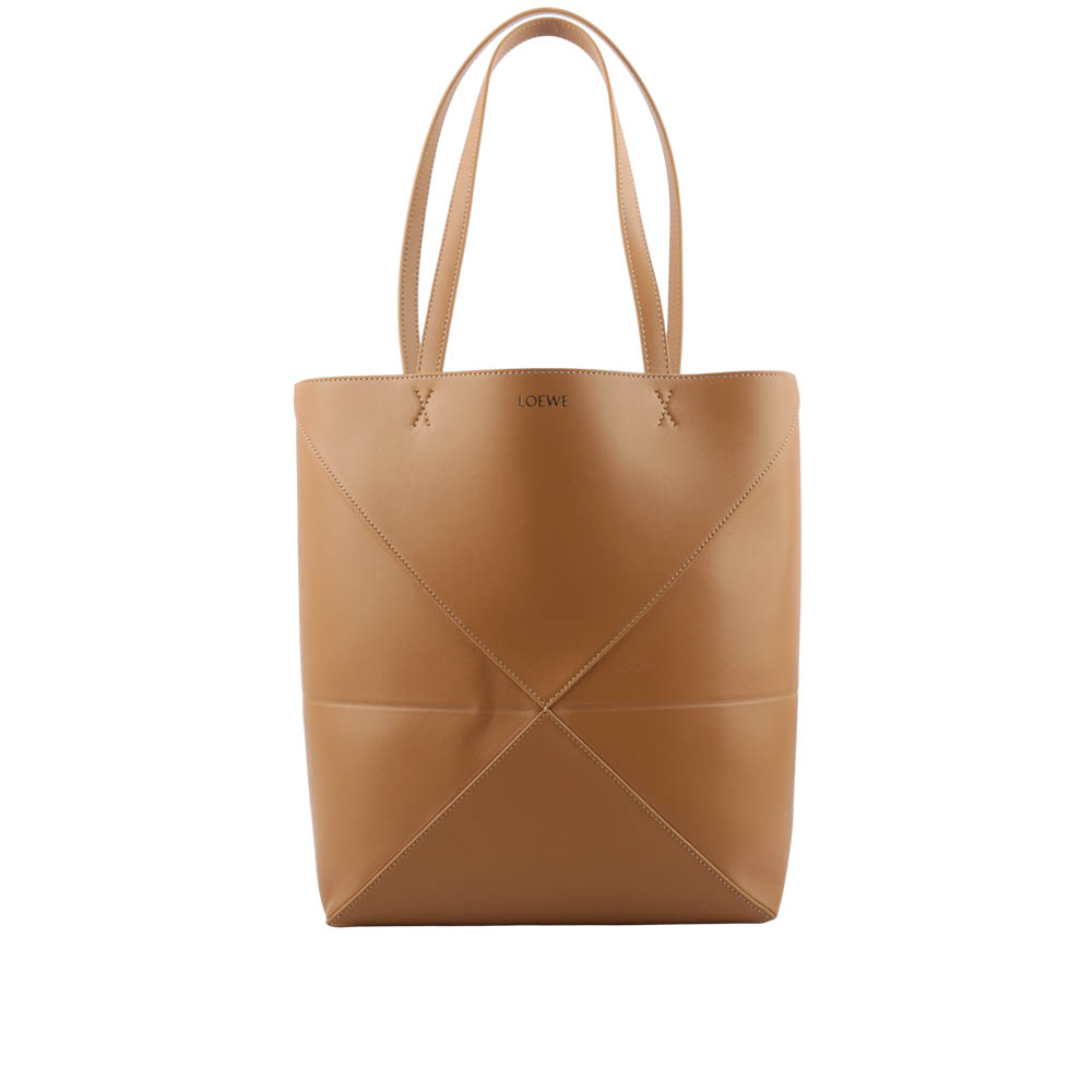 LOEWE 羅威 LOEWE Puzzle 亮面小牛皮摺疊托特包(暖沙色)