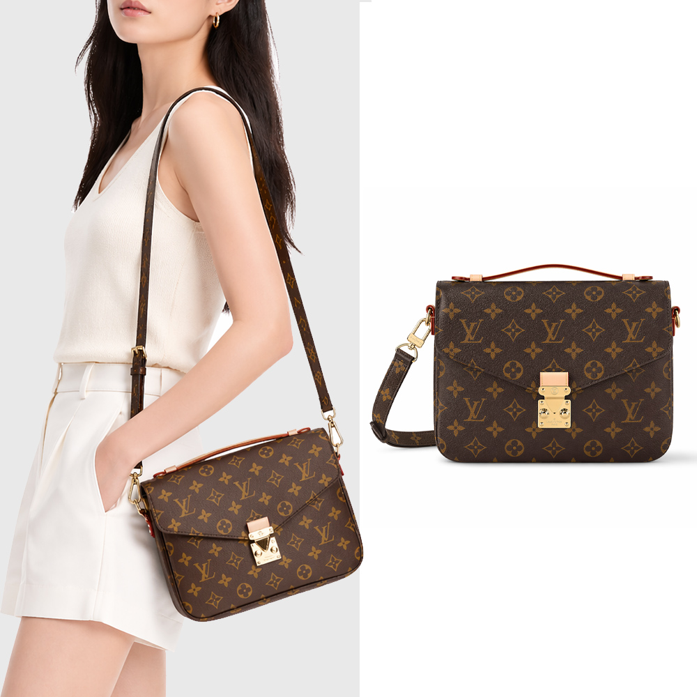 Louis Vuitton 路易威登 Louis Vuitton Pochette Mtis 帆布印花S型扣鎖手提斜背包(卡其棕)