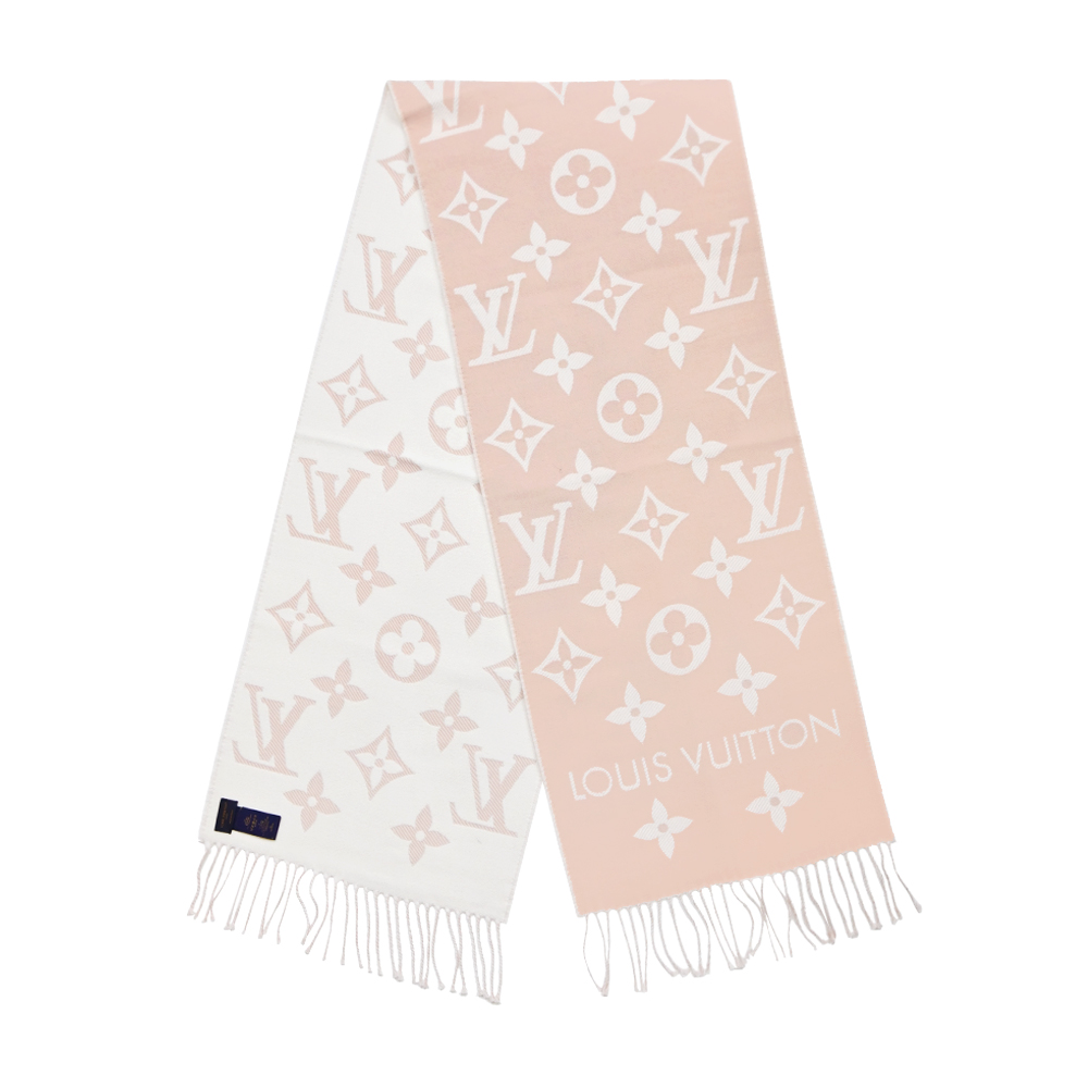 Louis Vuitton Essential Shine Monogram圖案羊毛圍巾(玫粉)
