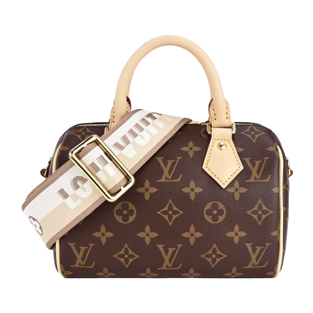 Louis Vuitton 路易威登 Louis Vuitton 經典Speedy Bandouliere20帆布手提/斜背波士頓包(米色)