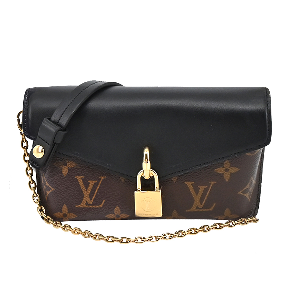 Louis Vuitton Padlock on Strap 經典Monogram帆布鎖扣信封斜背包(黑色)