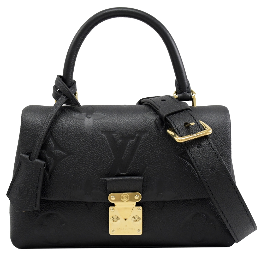 Louis Vuitton LV M45977 MADELEINE BB 經典花紋小牛皮翻蓋兩用包.黑