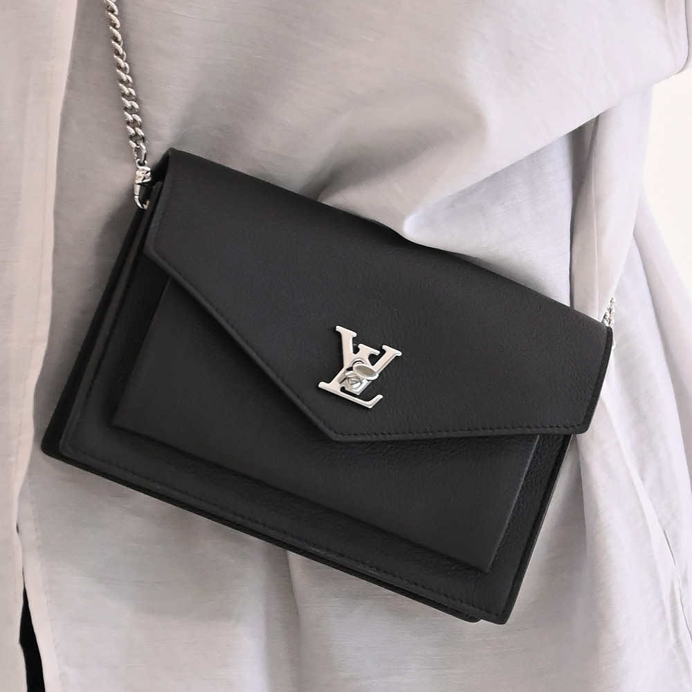 Louis Vuitton 路易威登 Louis Vuitton LV M63471 MYLOCKME 小牛皮轉釦翻蓋斜背WOC鍊包.黑