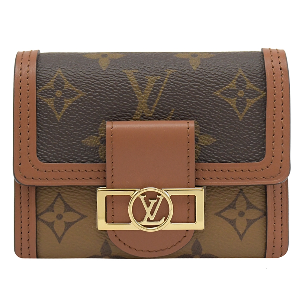 Louis Vuitton LV M68725 DAUPHINE 經典印花三折零錢短夾.咖邊