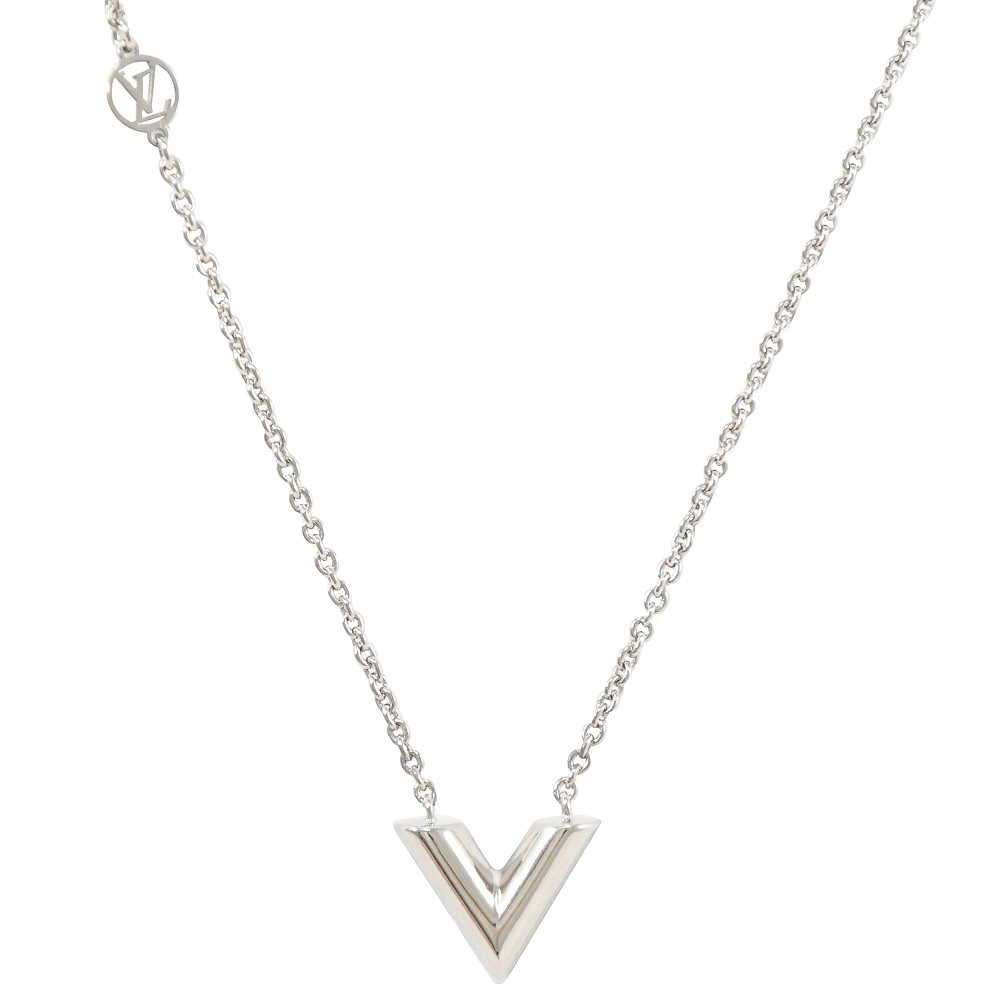 Louis Vuitton 路易威登 Louis Vuitton LV M63197 Essential V 經典V字LOGO項鍊.銀