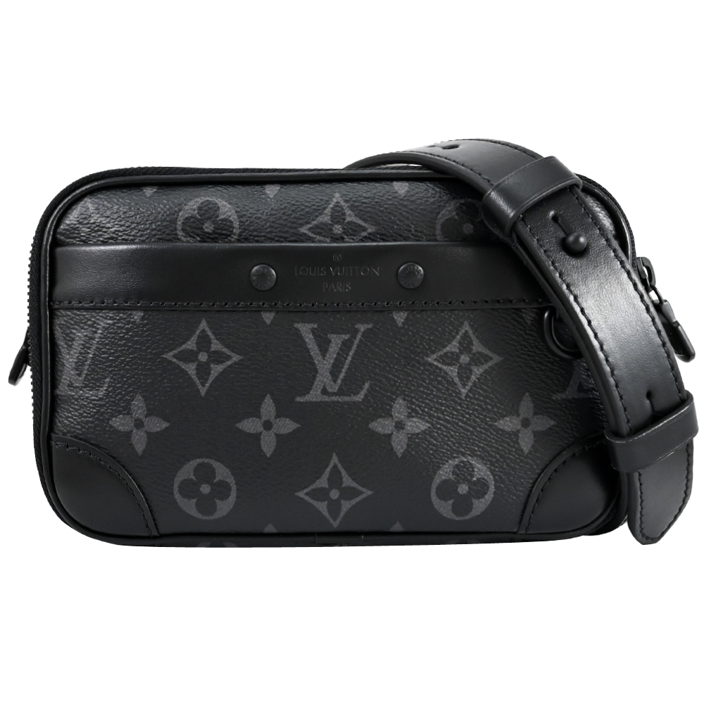 Louis Vuitton LV M82542 ALPHA 黑經典花紋寬背帶雙層斜背方包 現貨