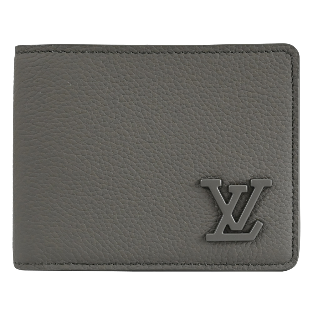 Louis Vuitton LV M81734 Multiple 質感小牛皮對開5卡短夾.灰 現貨
