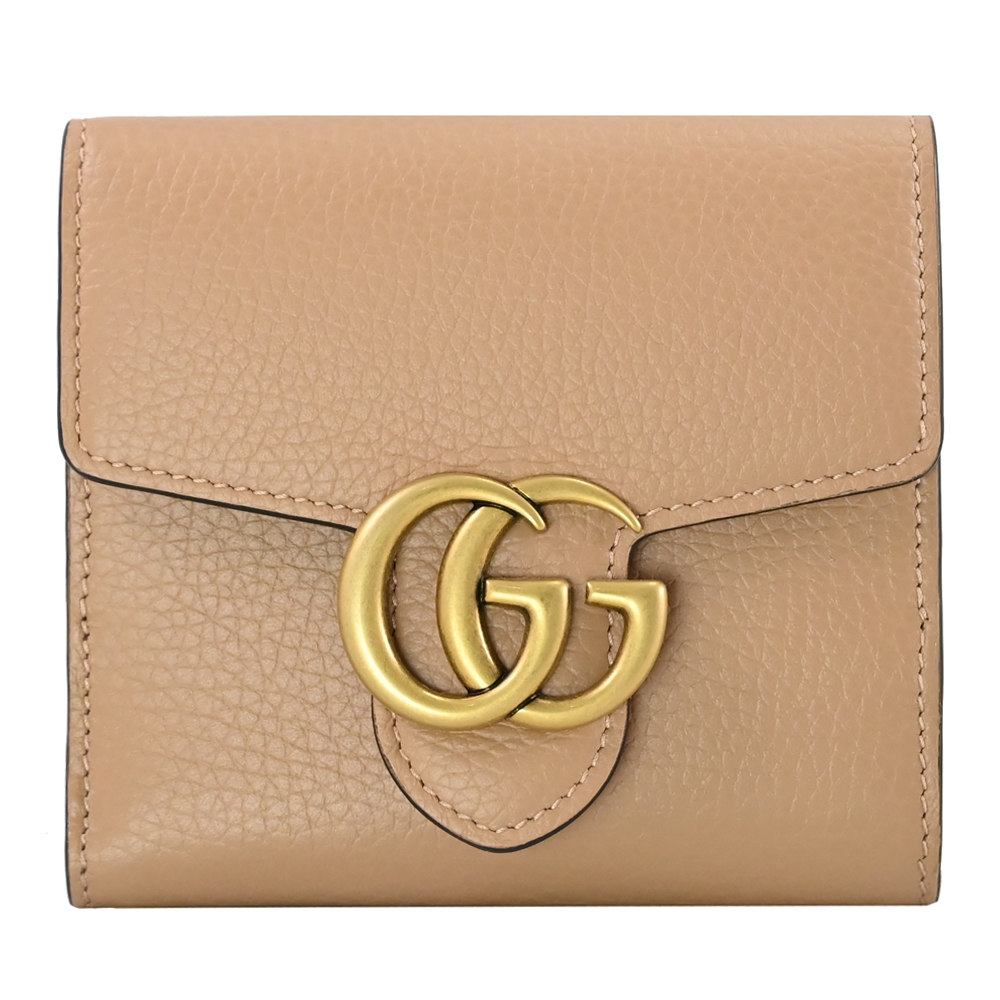 GUCCI 782749 GG Marmont 金屬LOGO釦式零錢短夾.裸色