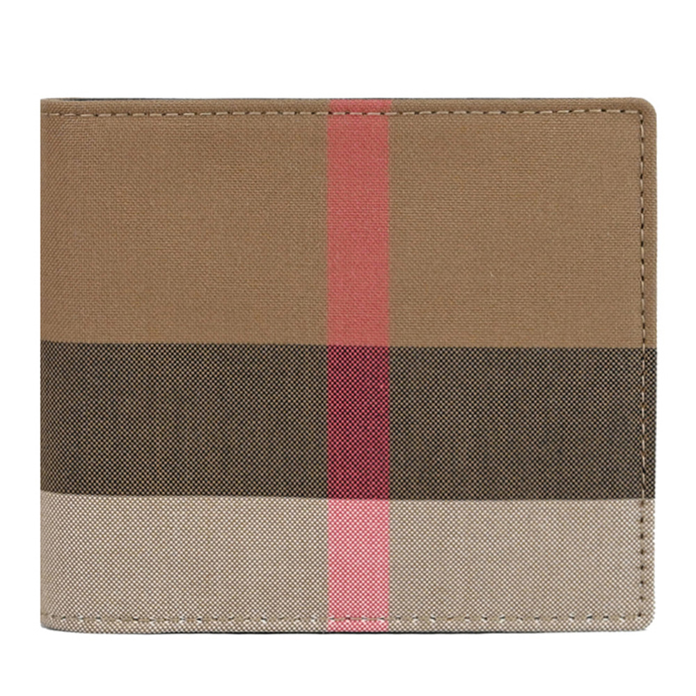 BURBERRY 8084562 英式格紋帆布經典8卡短夾.卡其