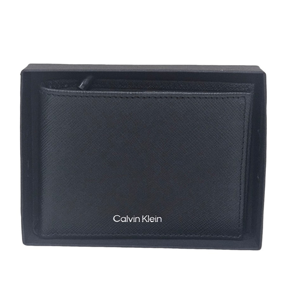 Calvin Klein CK男款對開防刮四卡證件短夾黑色