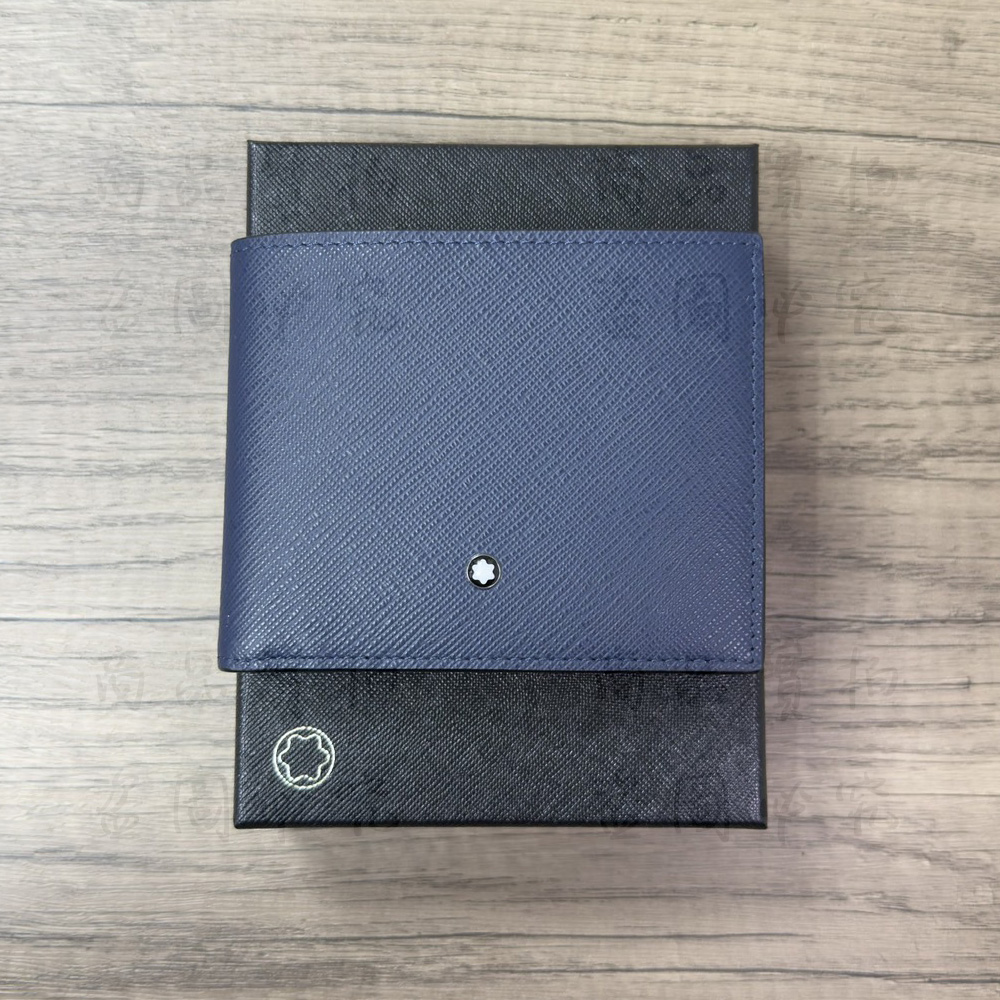 MONTBLANC萬寶龍 匠心系列 皮夾 墨水藍 6 卡式 MB131721